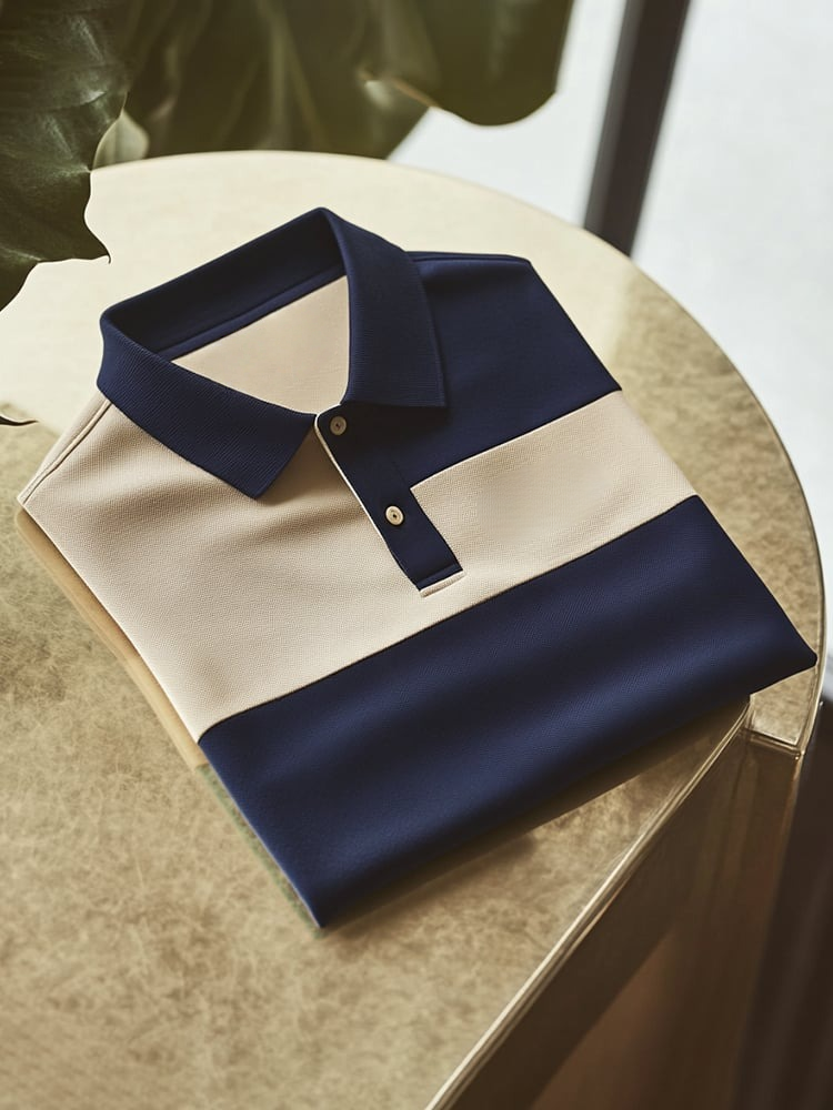 Camisa polo clásico ejecutivo Check Logo Button de manga corta para hombre