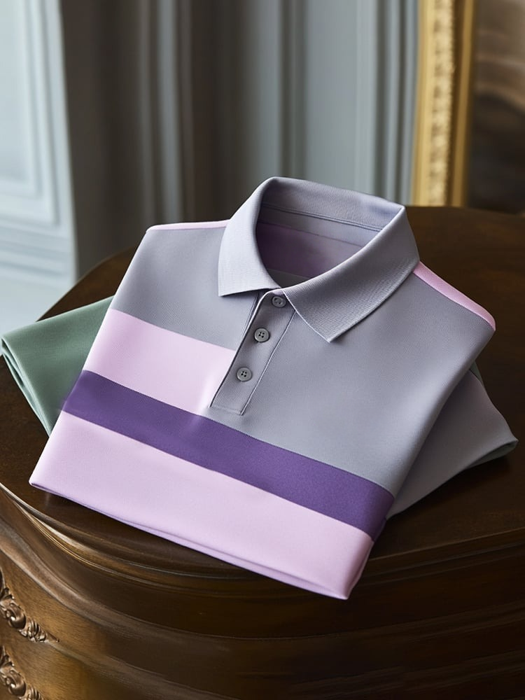 Camisa polo clásico ejecutivo Check Logo Button de manga corta para hombre