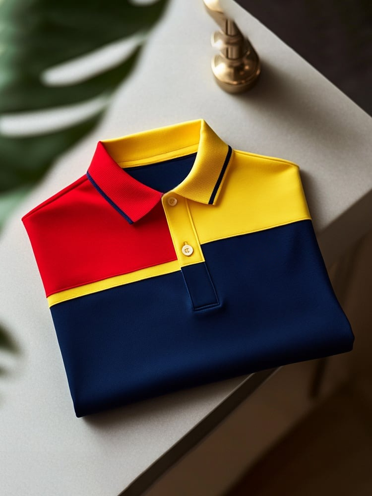 Camisa polo clásico ejecutivo Check Logo Button de manga corta para hombre