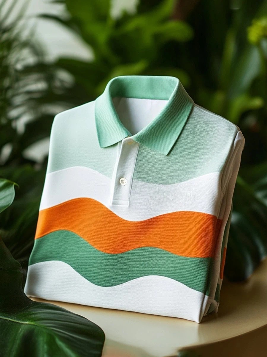 Camisa polo clásico ejecutivo Logo Button de manga corta para hombre