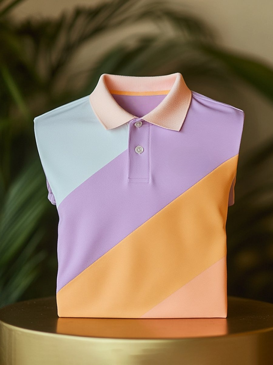 Camisa polo clásico ejecutivo Contrast Logo Button de manga corta para hombre