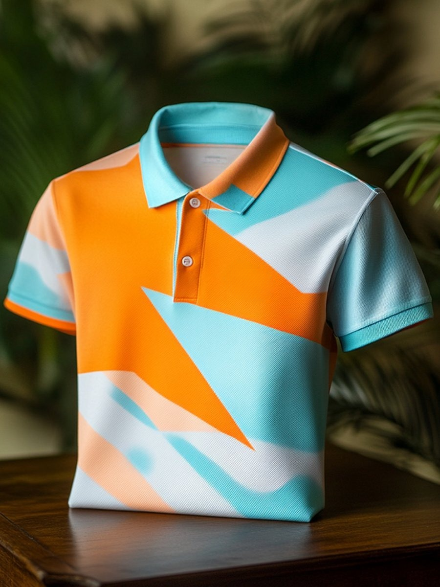 Camisa polo clásico ejecutivo Contrast Logo Button de manga corta para hombre