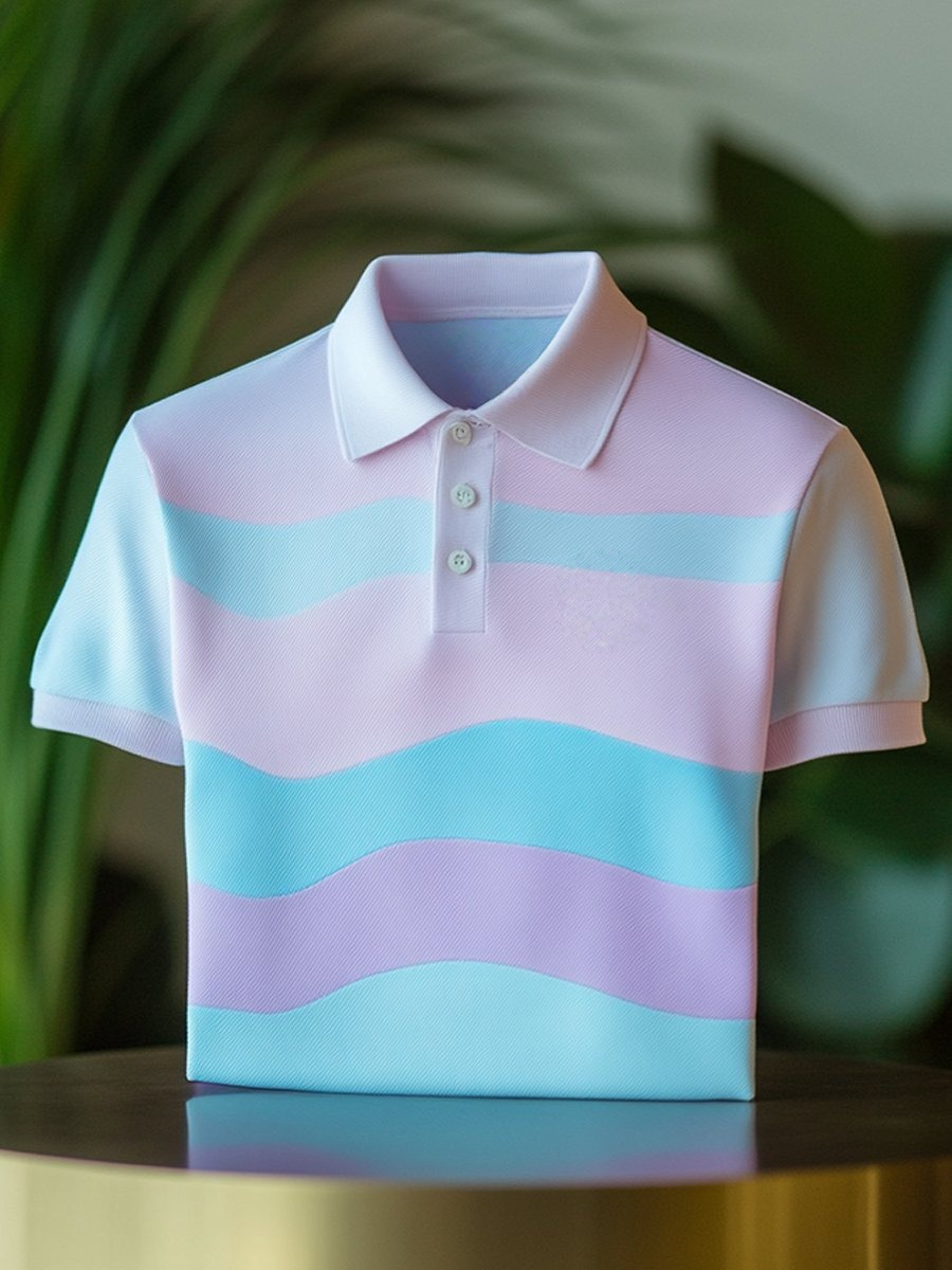 Camisa polo clásico ejecutivo Contrast Logo Button de manga corta para hombre