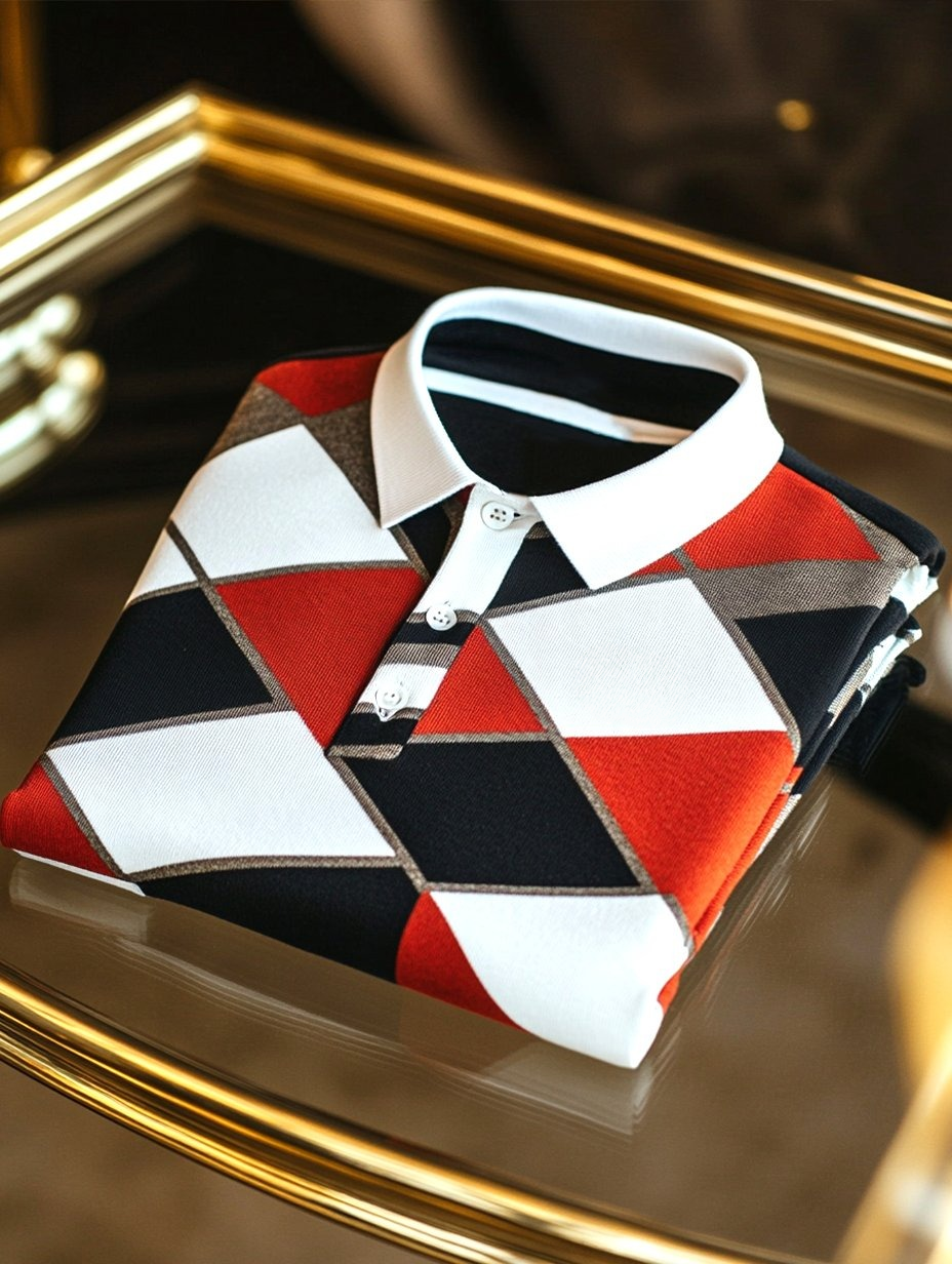 Camisa polo ejecutivo casual Artistic Button de manga corta para hombre