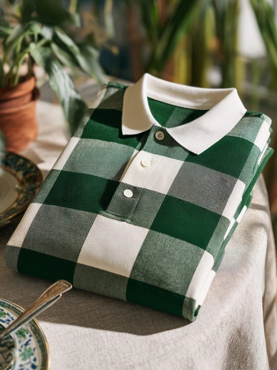 Camisa polo clásico ejecutivo Logo Button de manga corta para hombre