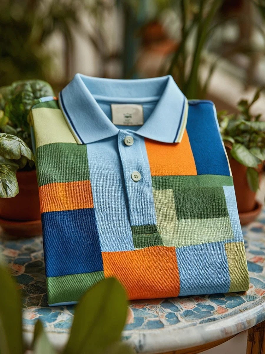Camisa polo clásico ejecutivo Logo Button de manga corta para hombre