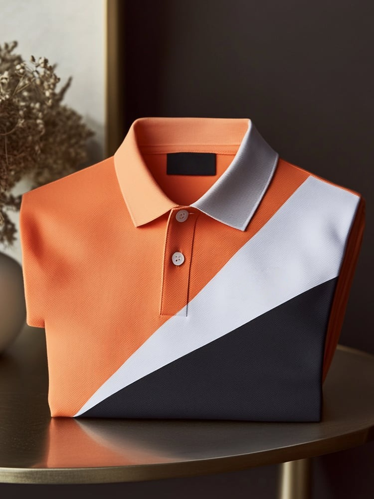 Camisa polo clásico ejecutivo Check Logo Button de manga corta para hombre