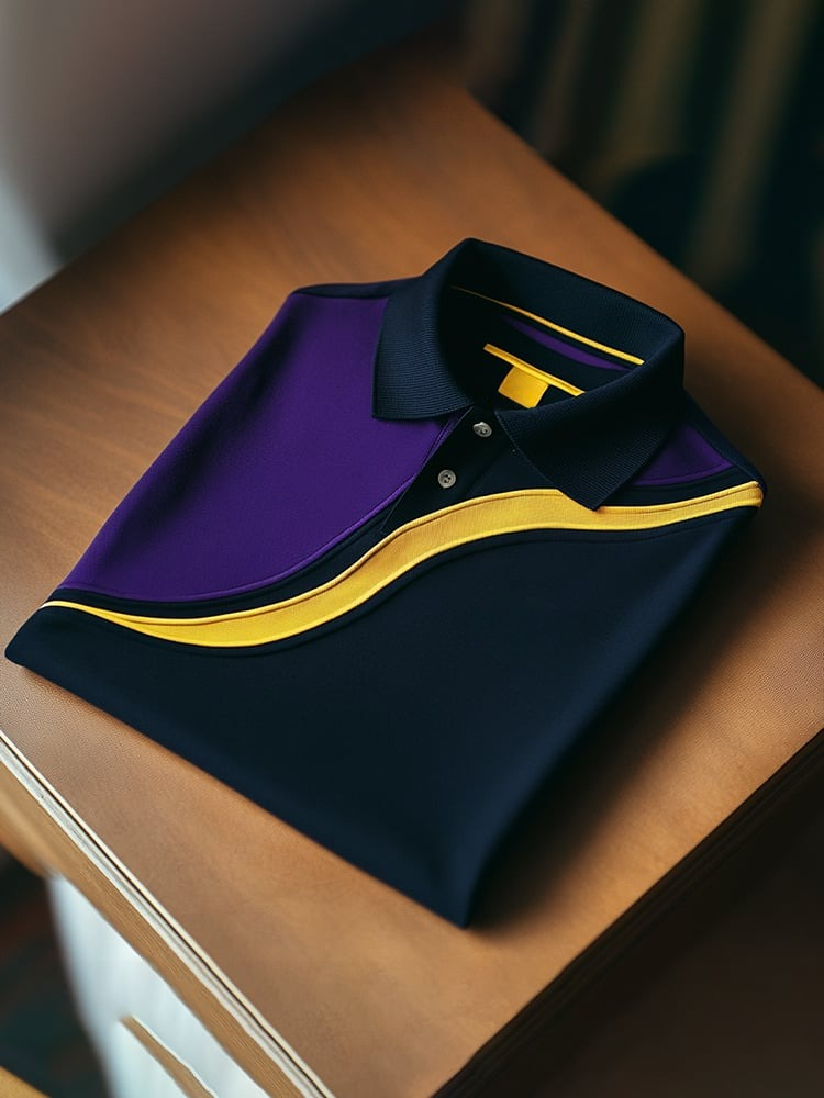 Camisa polo clásico ejecutivo Check Logo Button de manga corta para hombre