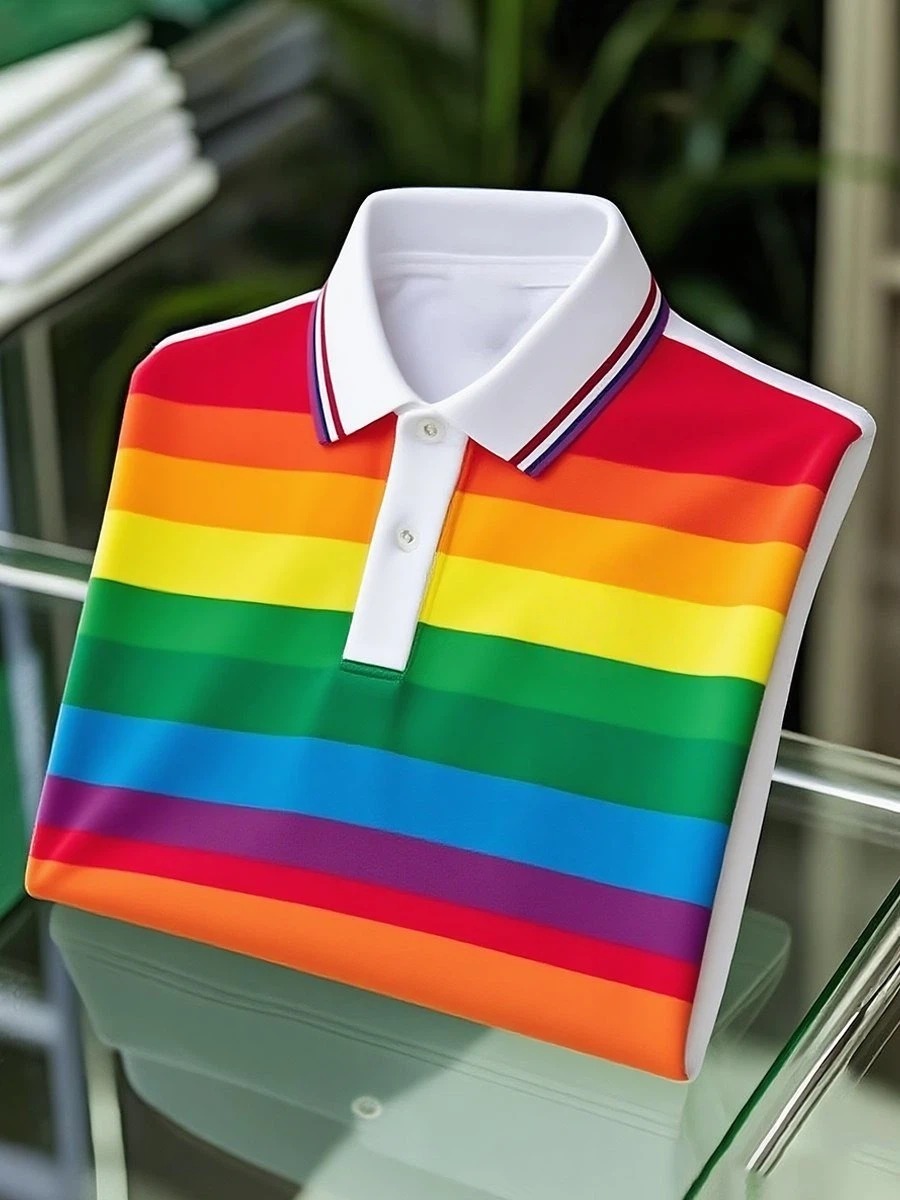 Camisa polo clásico LGBT Logo Button de manga corta para hombre