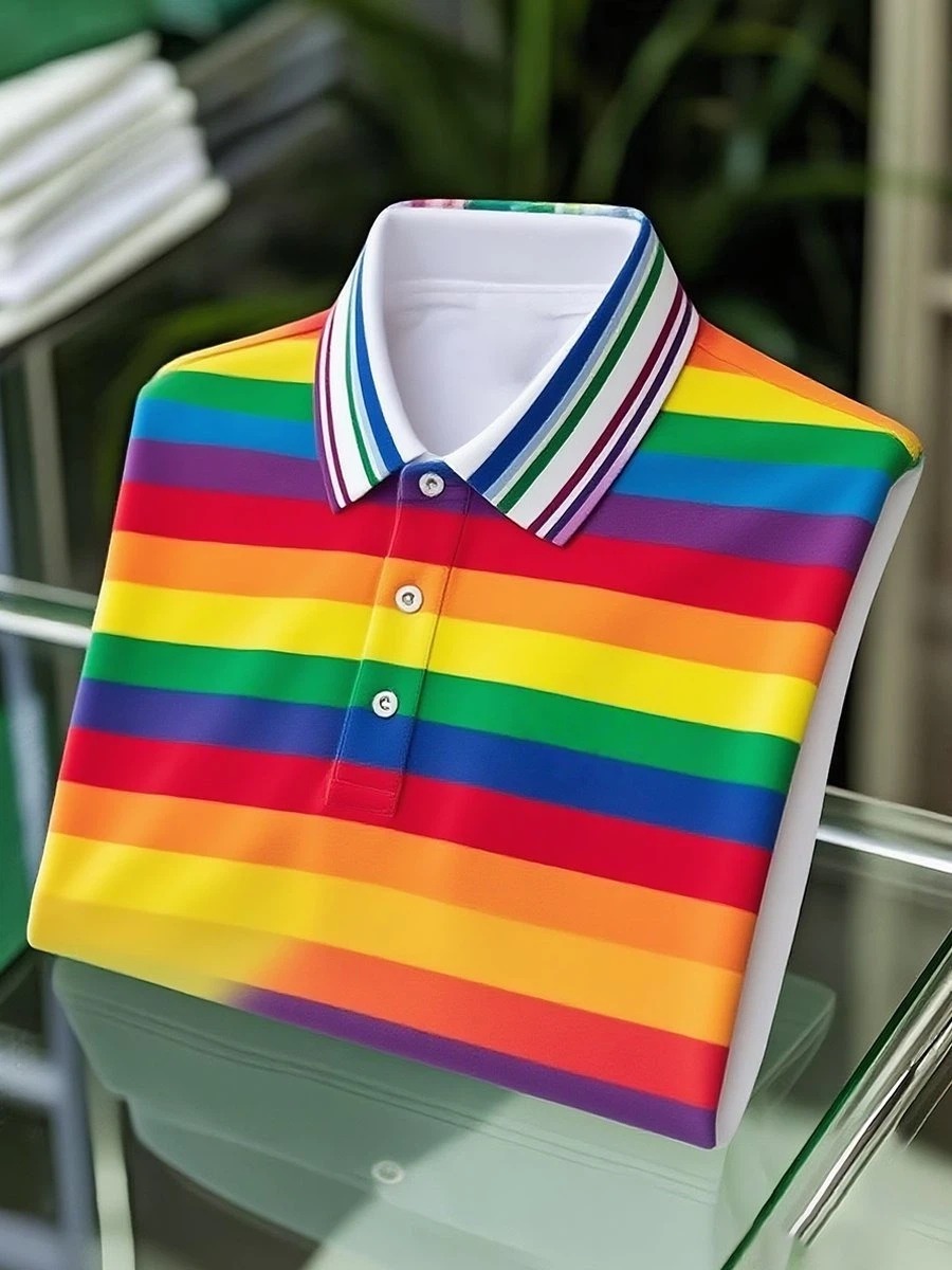 Camisa polo clásico LGBT Logo Button de manga corta para hombre