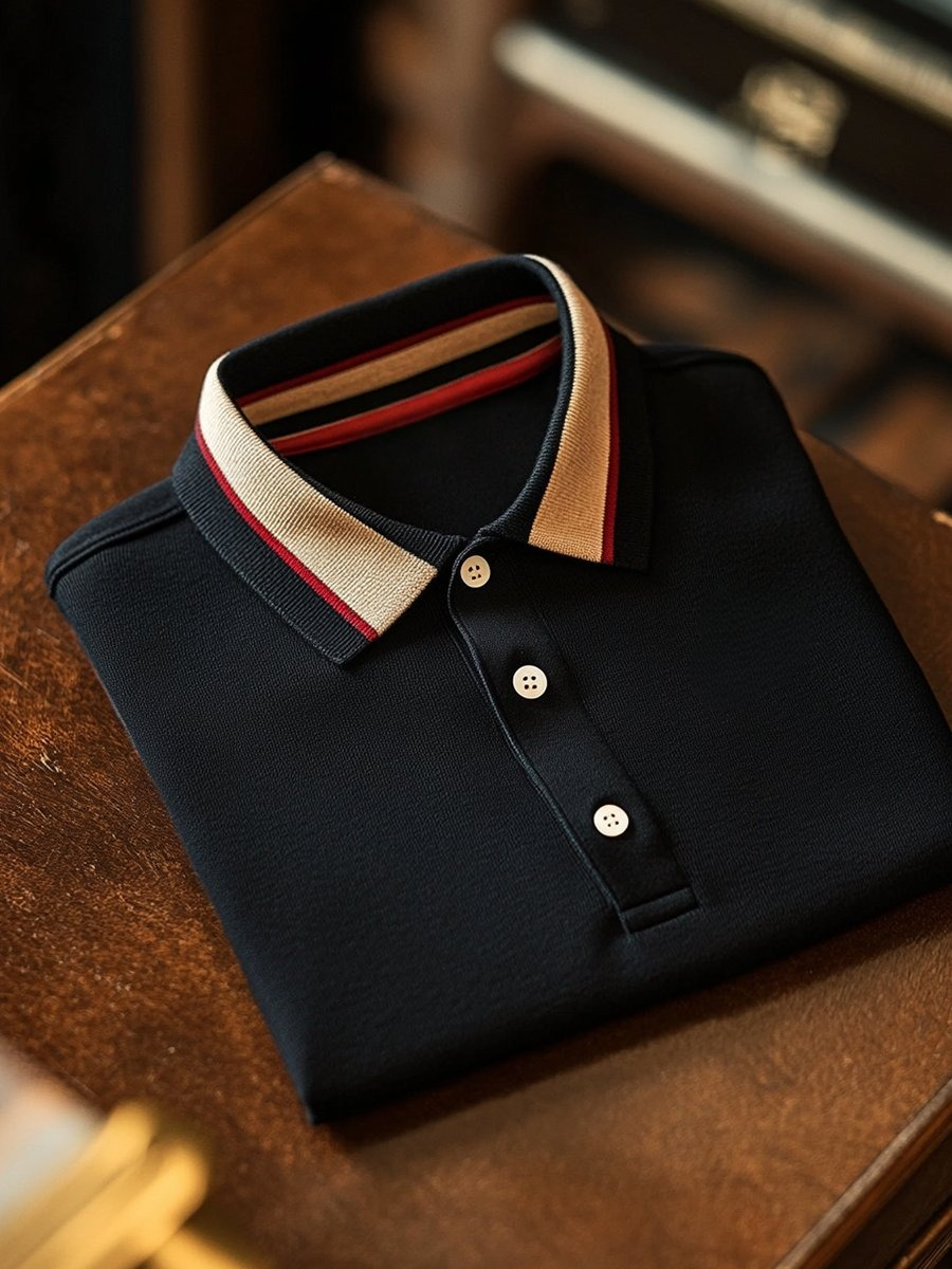 Camisa polo ejecutivo casual Black Button de manga corta para hombre