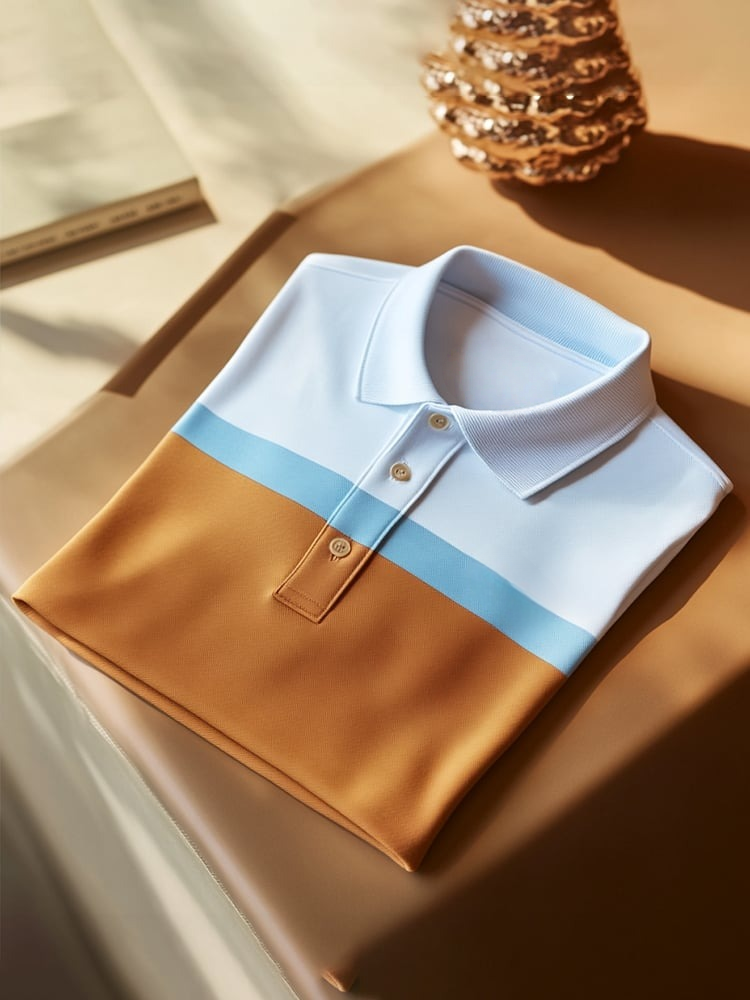 Camisa polo clásico ejecutivo Check Logo Button de manga corta para hombre
