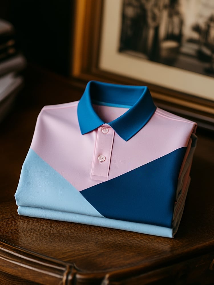 Camisa polo clásico ejecutivo Check Logo Button de manga corta para hombre