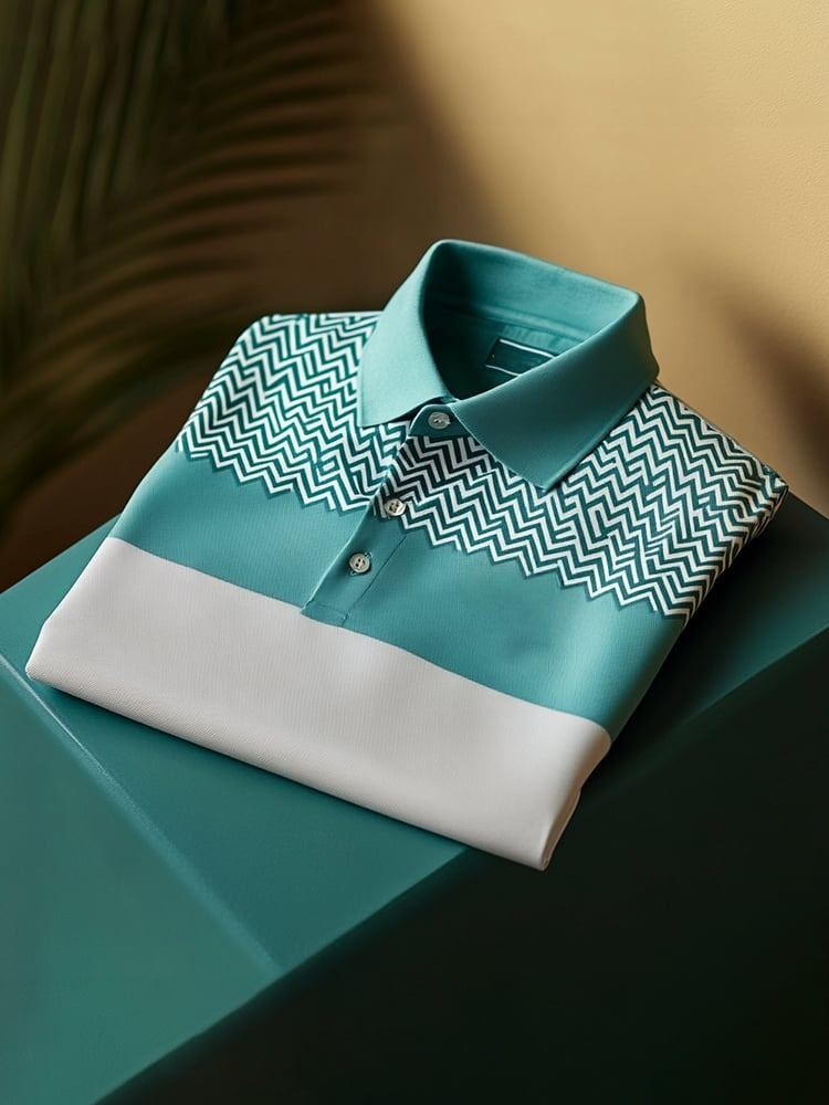 Camisa polo clásico ejecutivo Check Logo Button de manga corta para hombre