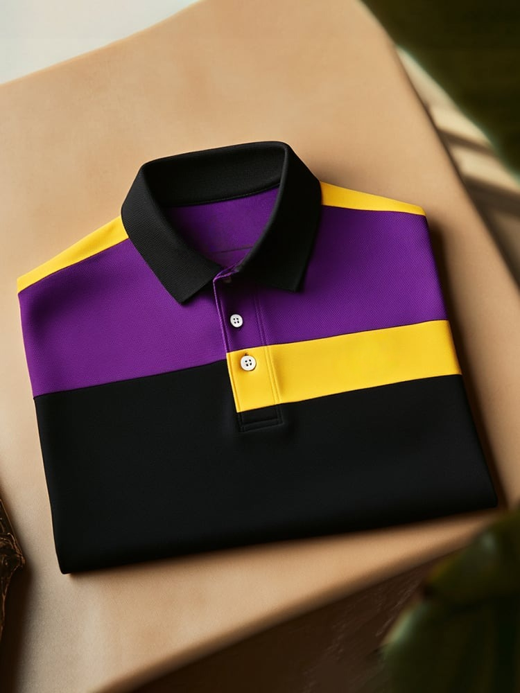 Camisa polo clásico ejecutivo Check Logo Button de manga corta para hombre