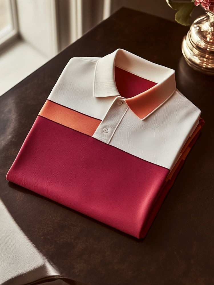 Camisa polo clásico ejecutivo Check Logo Button de manga corta para hombre