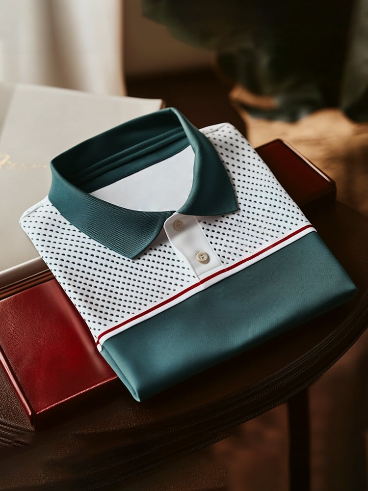 Camisa polo clásico ejecutivo Check Logo Button de manga corta para hombre