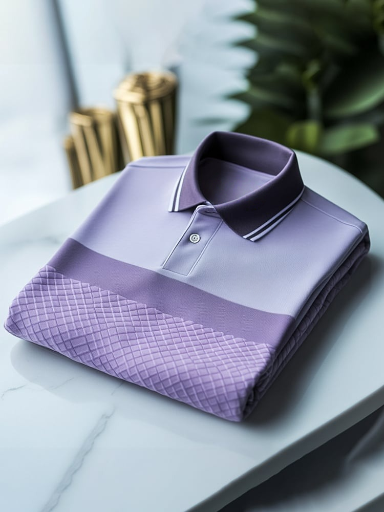 Camisa polo clásico ejecutivo Check Logo Button de manga corta para hombre