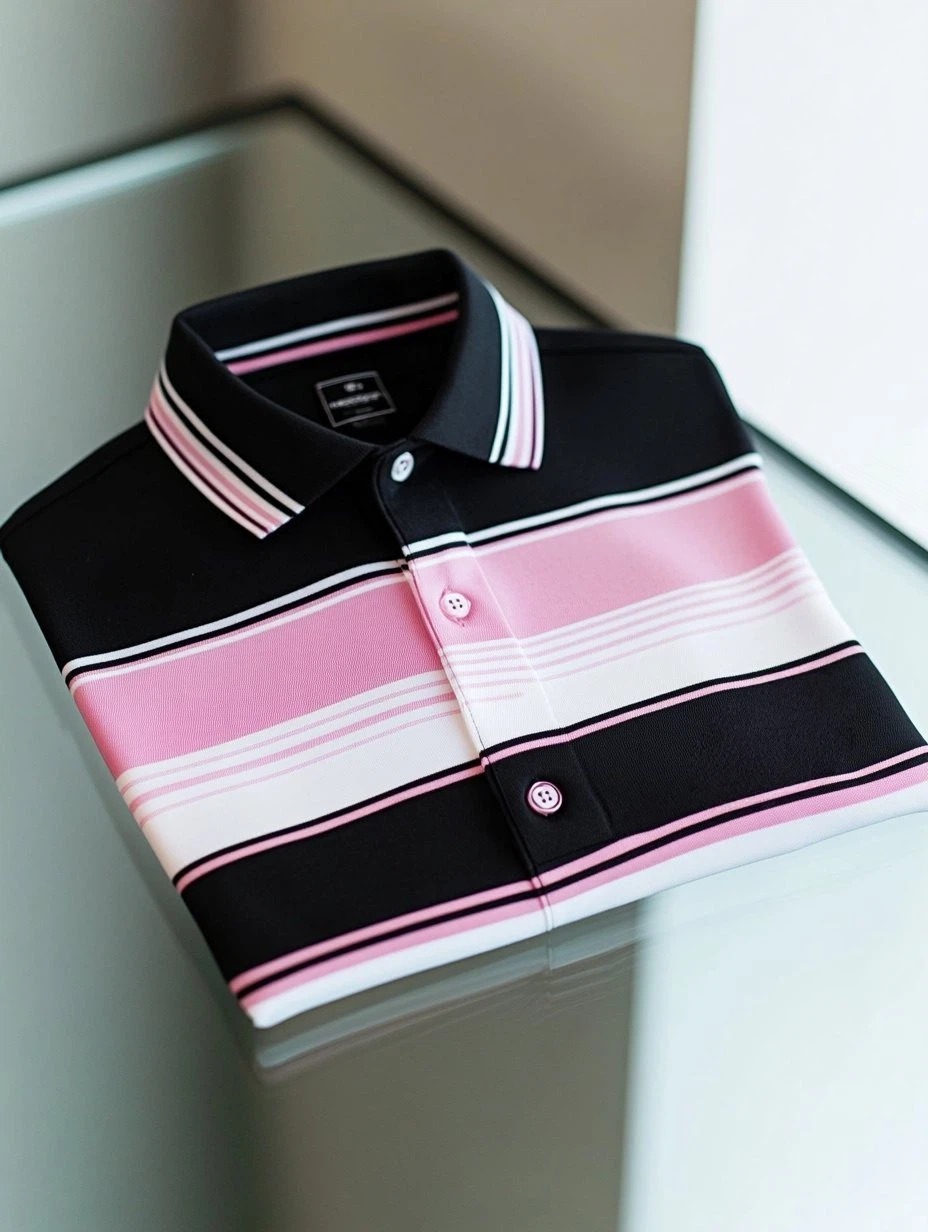 Camisa polo ejecutivo casual a rayas Button de manga corta para hombre
