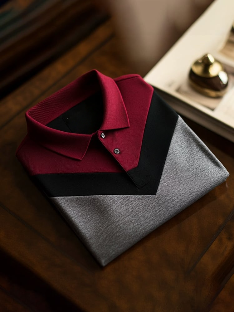 Camisa polo clásico ejecutivo Check Logo Button de manga corta para hombre