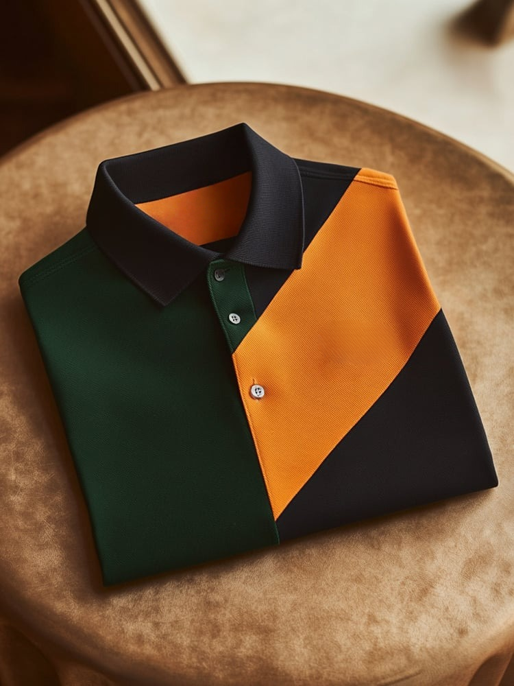 Camisa polo clásico ejecutivo Check Logo Button de manga corta para hombre