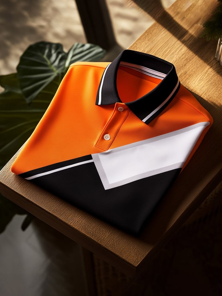 Camisa polo clásico ejecutivo Check Logo Button de manga corta para hombre