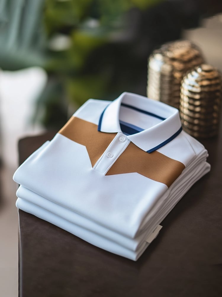 Camisa polo clásico ejecutivo Check Logo Button de manga corta para hombre