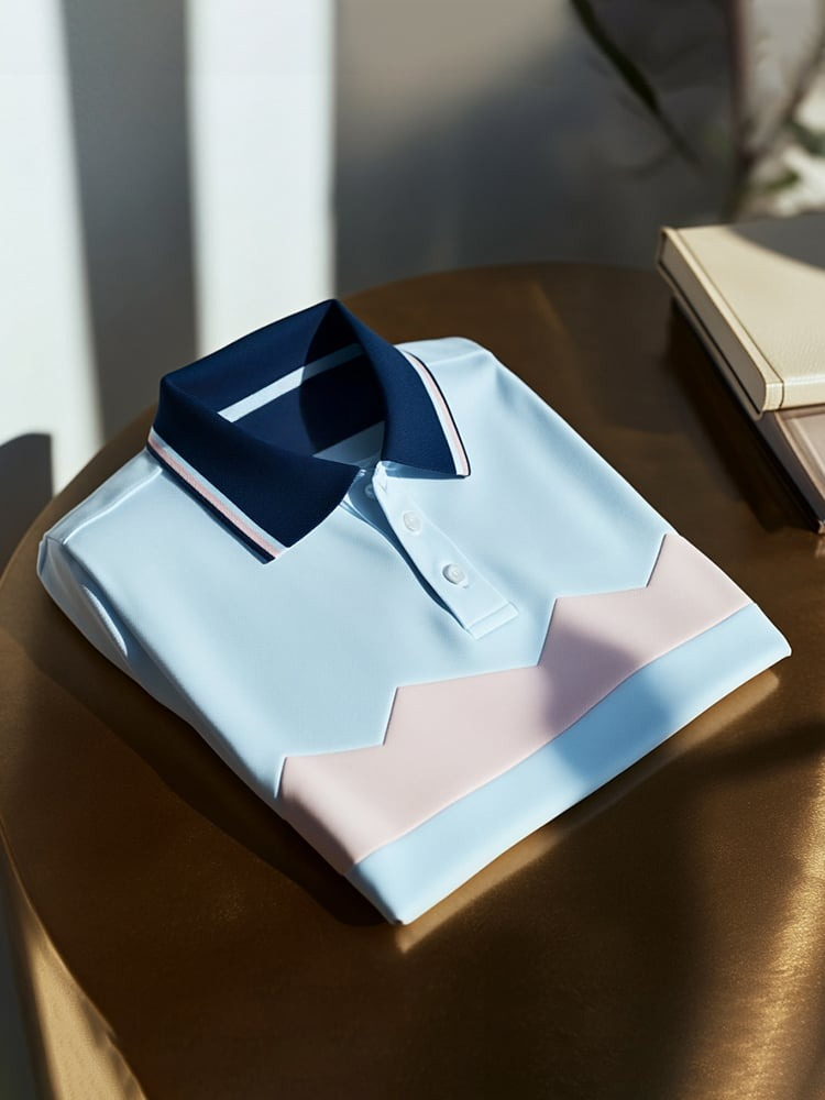 Camisa polo clásico ejecutivo Check Logo Button de manga corta para hombre
