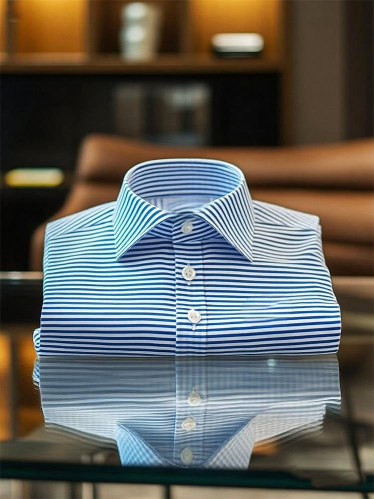 para hombre ejecutivo casual a rayas Lapel de manga corta camisa