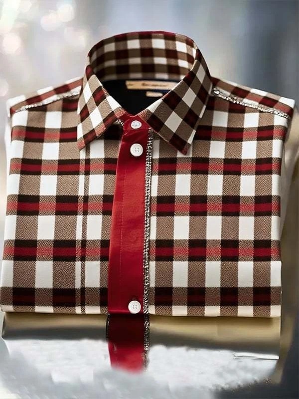 Camisa clásico ejecutivo Check Logo solapa de manga corta para hombre