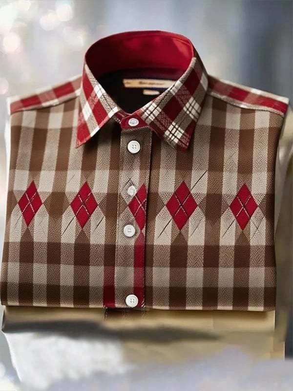 Camisa clásico ejecutivo Check Logo solapa de manga corta para hombre