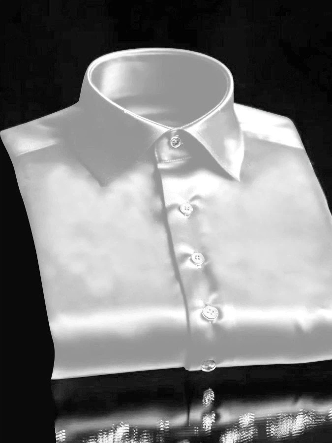 Camisa vintage ejecutivo casual estampado satén de manga larga para hombre