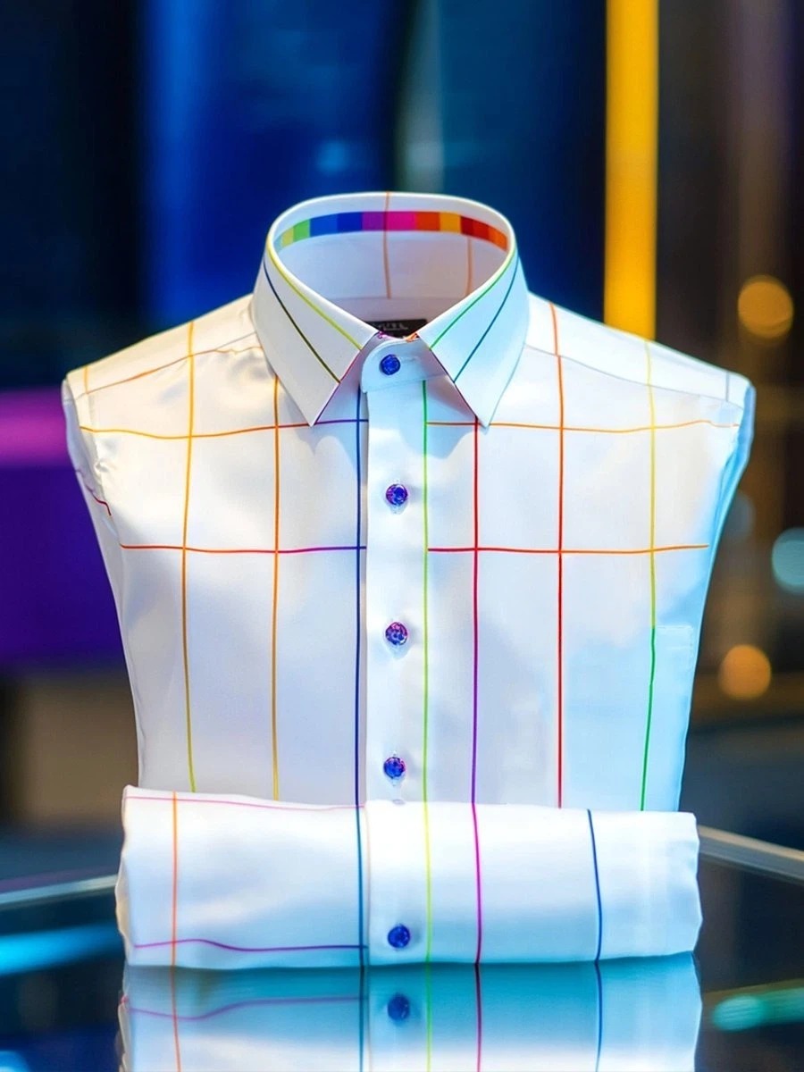 Camisa satén Luxe de manga larga con botones para hombre