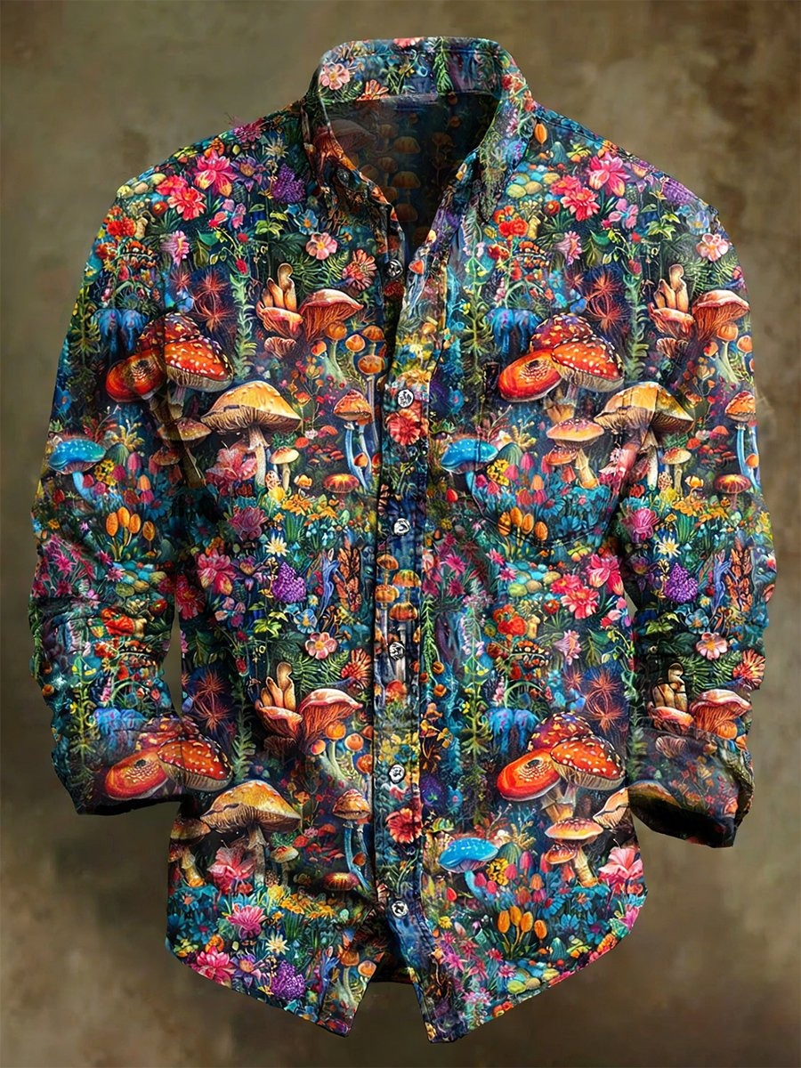 Camisa vintage Art de manga larga para hombre