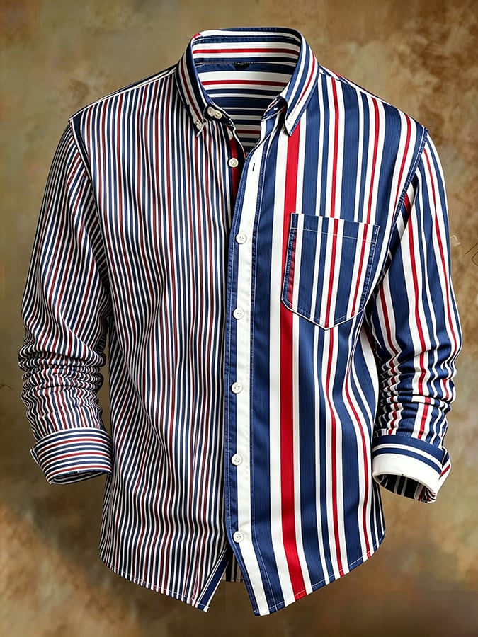Camisa retro Abstract Art estampado Comfortable ejecutivo Style para hombre