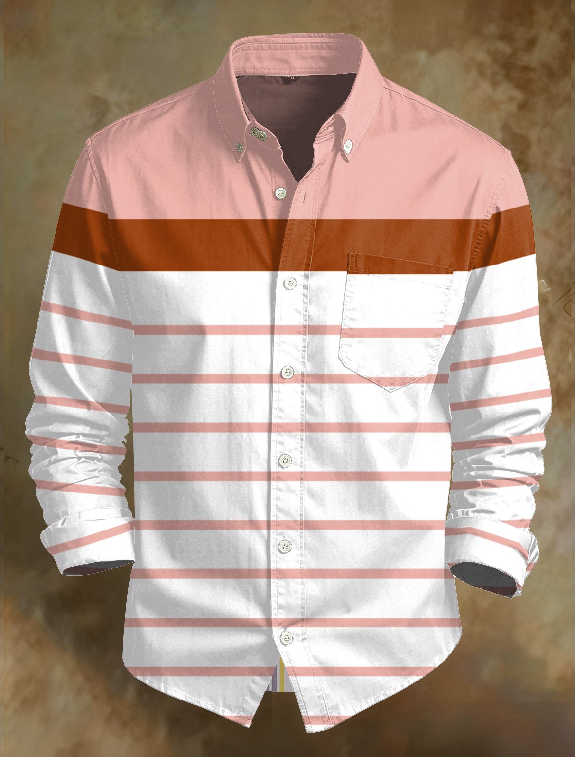 Camisa retro Abstract Art estampado Comfortable ejecutivo Style para hombre