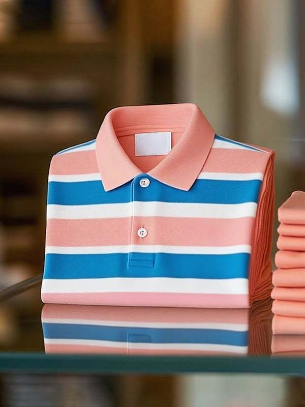 Camisa polo clásico ejecutivo Logo Button de manga corta para hombre
