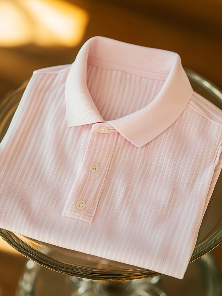 Camisa polo ejecutivo casual a rayas Button de manga corta para hombre