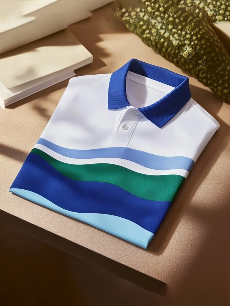 Camisa polo clásico ejecutivo Logo Button de manga corta para hombre