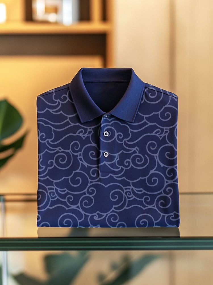Camisa polo ejecutivo casual Cloud Button de manga corta para hombre