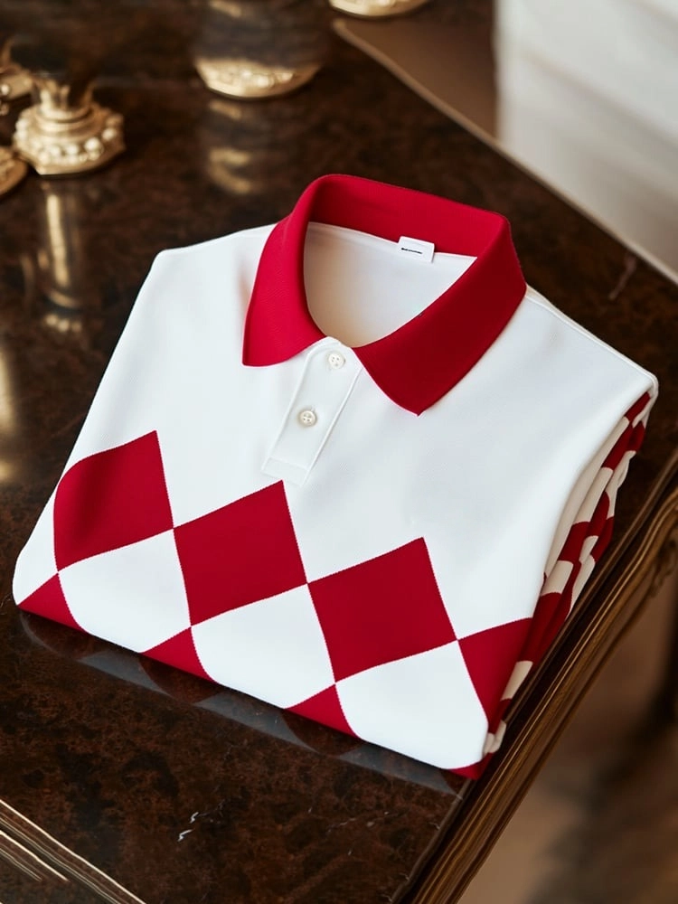 Camisa polo clásico ejecutivo Logo Button de manga corta para hombre