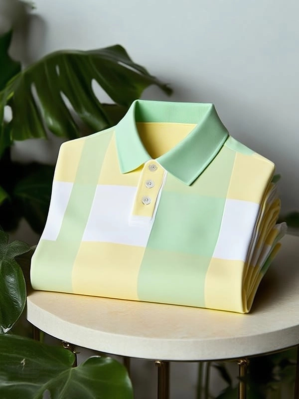 para hombre clásico ejecutivo Logo Button de manga corta camisa polo