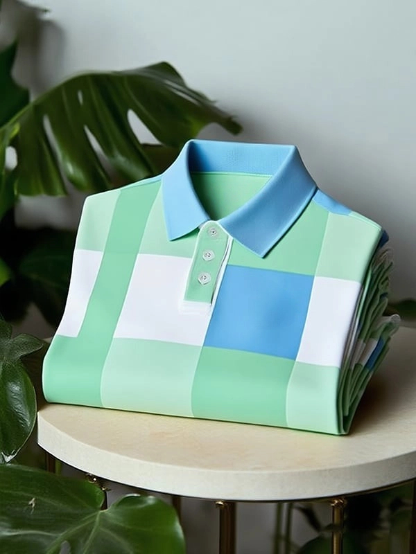para hombre clásico ejecutivo Logo Button de manga corta camisa polo