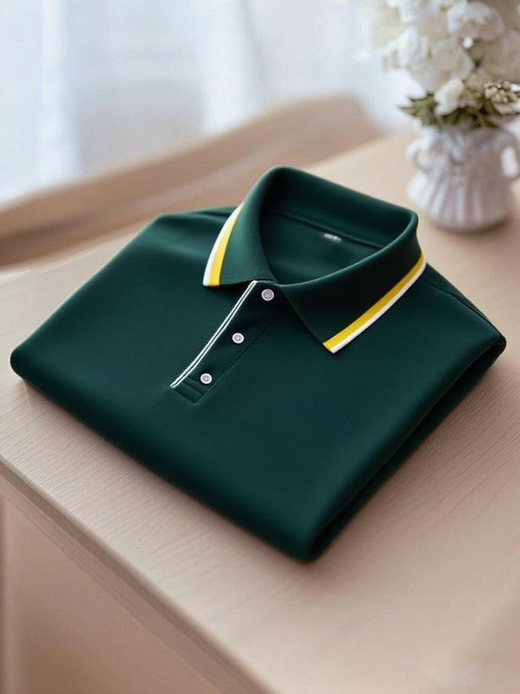 para hombre ejecutivo casual Logo Button de manga corta camisa polo