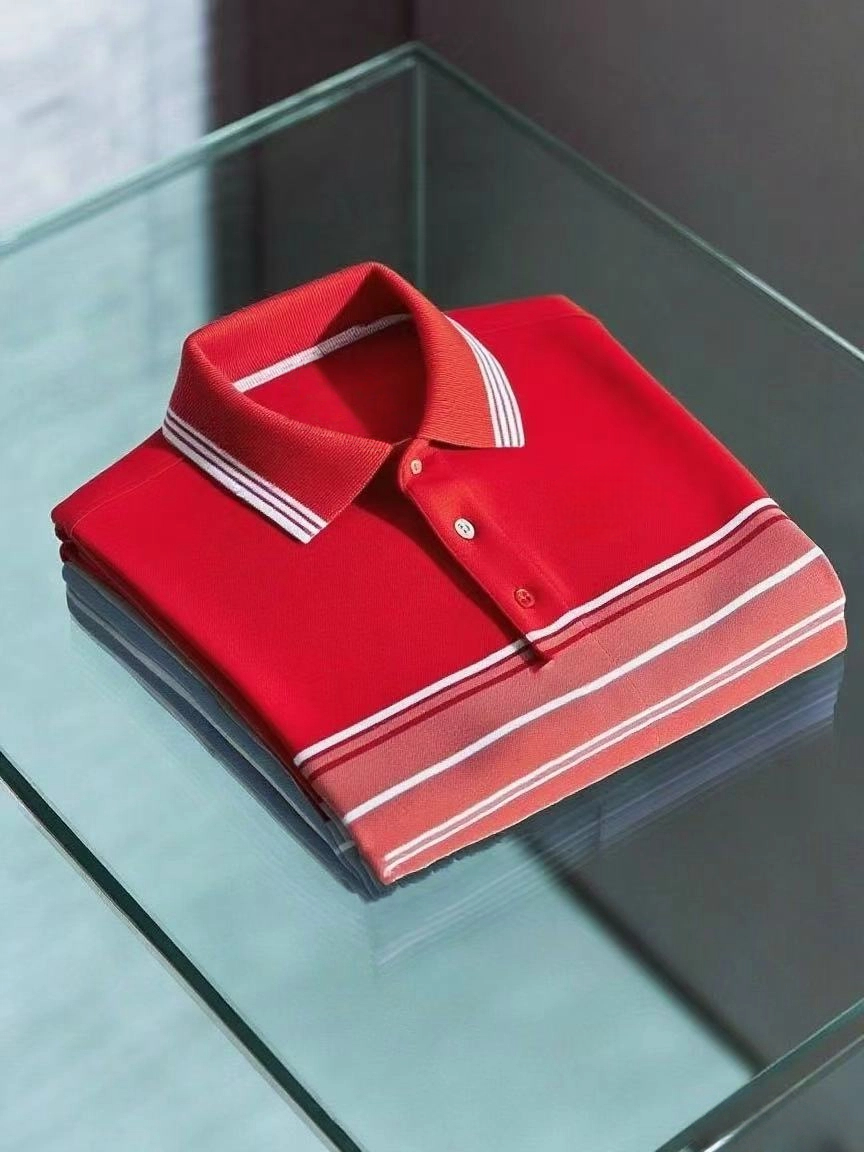Camisa polo ejecutivo casual Fish bordado Button de manga corta para hombre