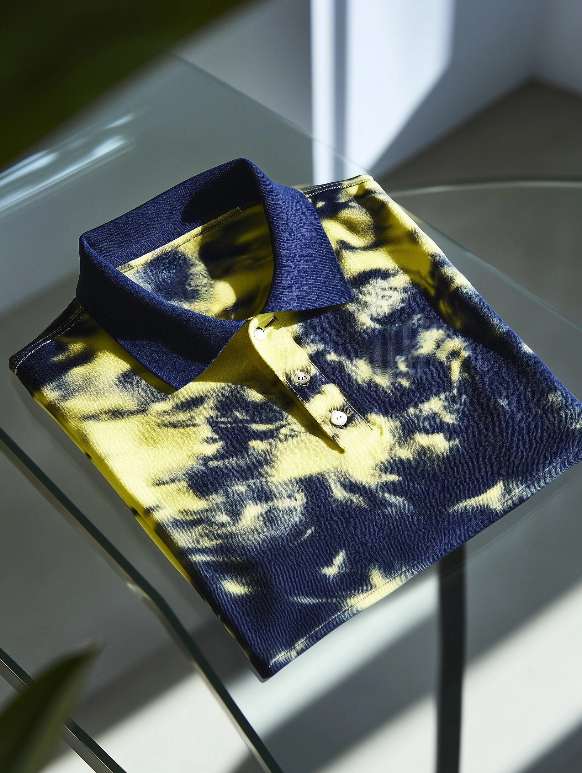 Camisa polo clásico ejecutivo Tie-dye Button de manga corta para hombre