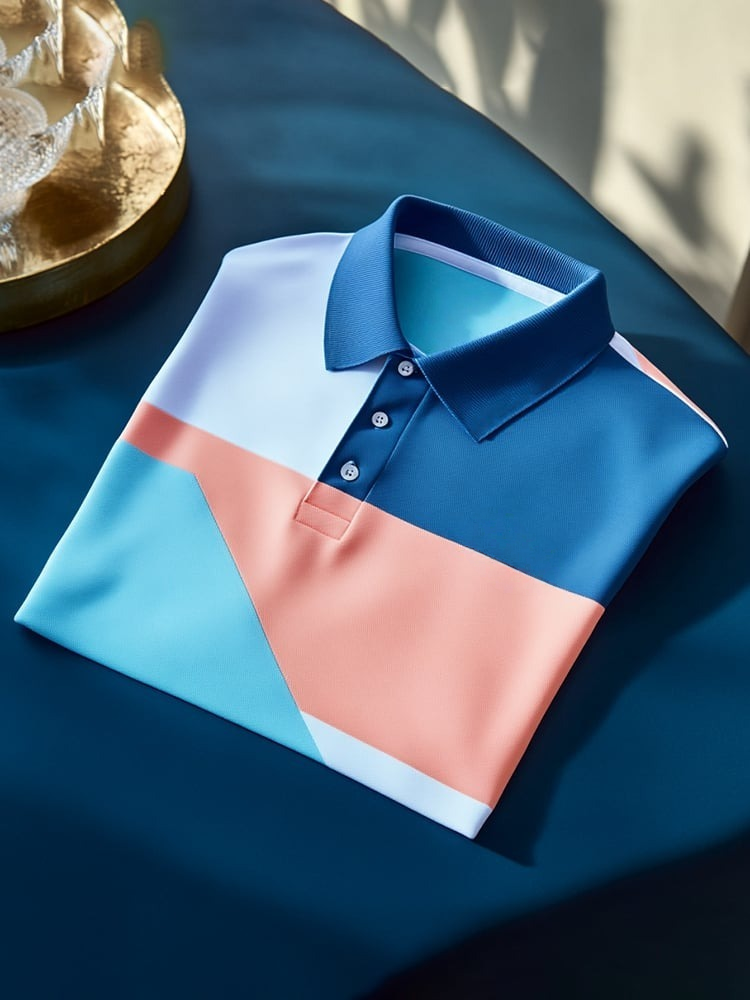 Camisa polo clásico ejecutivo Logo Button de manga corta para hombre