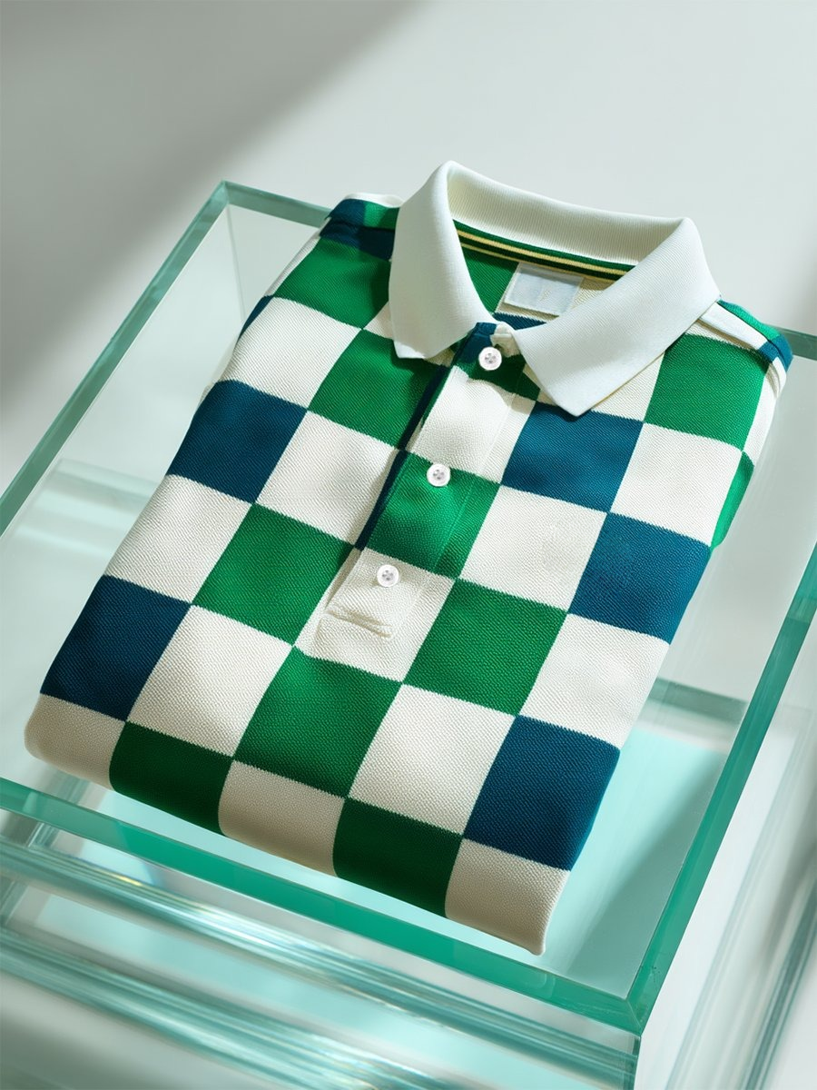 Camisa polo ejecutivo casual geométrico Art Button de manga corta para hombre
