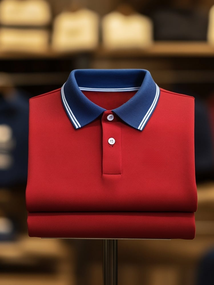 Camisa polo clásico ejecutivo Logo Button de manga corta para hombre