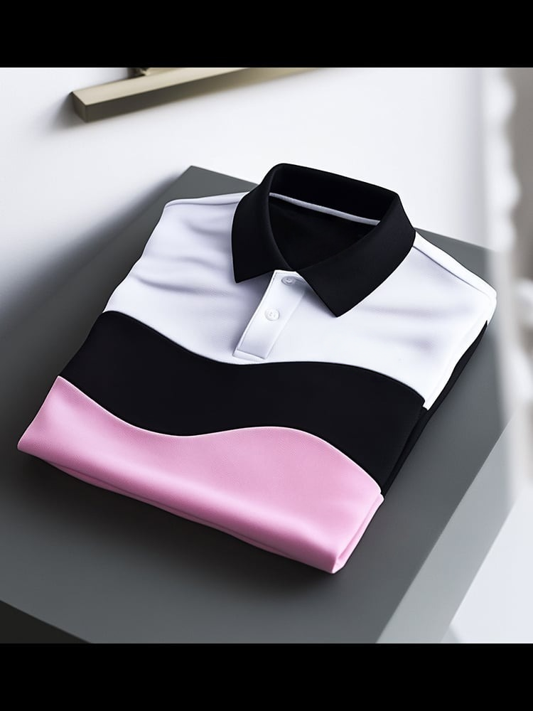 Camisa polo clásico ejecutivo Check Logo Button de manga corta para hombre